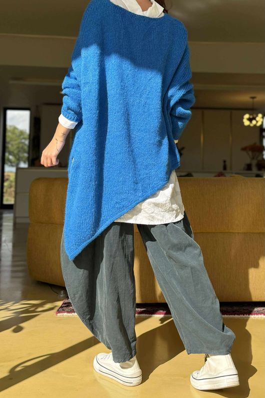Made in Italy Big Softie Super Slant Knit Top Sapphire /2 